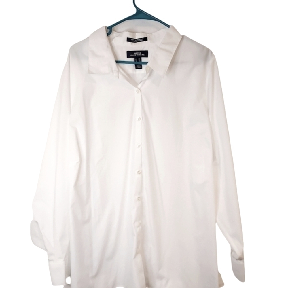 Lands'end Outfitters white shirt top wrinkle free broadcloth sz 32W 4X NWOT - Picture 3 of 9